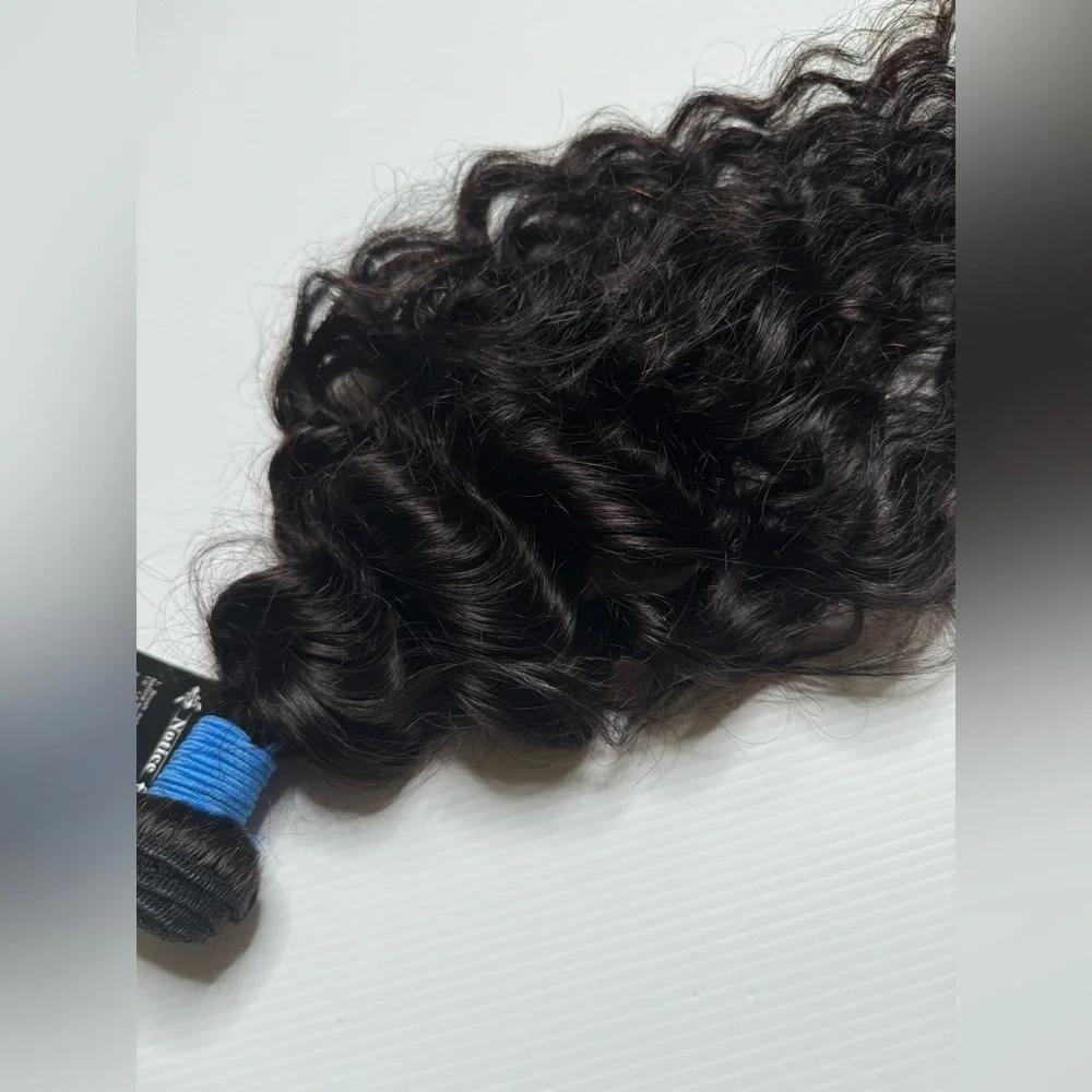 24” Deep Wave Human hair Extensions Natural Black Bundle